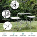 Folding Camping Table with Storage Lower Shelf & Hook & Carry Bag