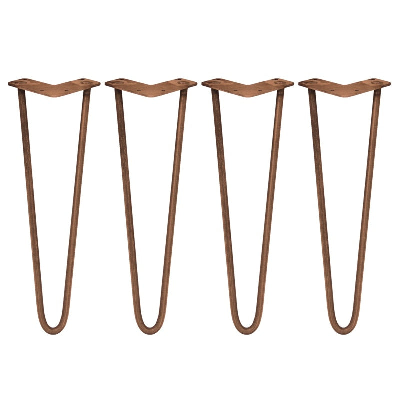 4 x 16" Hairpin Legs - 2 Prong - 12mm - Antique Copper