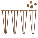 4 x 16" Hairpin Legs - 3 Prong - 10mm - Antique Copper