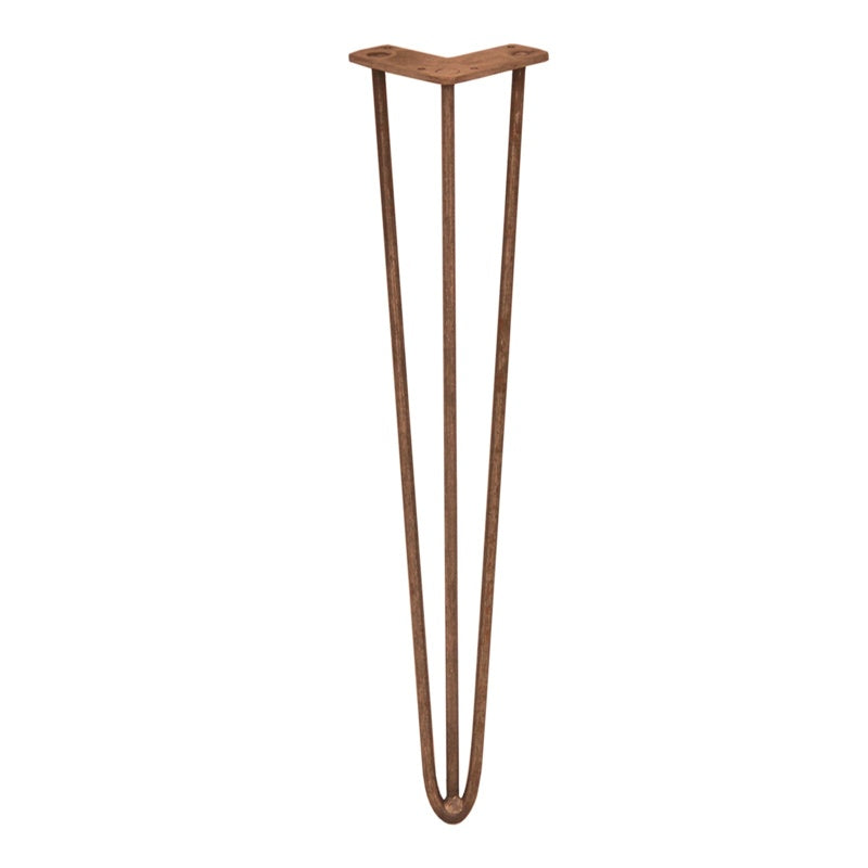 4 x 28" Hairpin Legs - 3 Prong - 12mm - Antique Copper