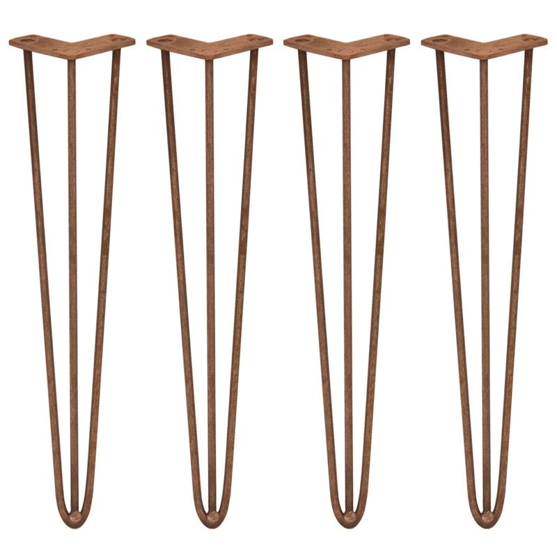 4 x 28" Hairpin Legs - 3 Prong - 12mm - Antique Copper