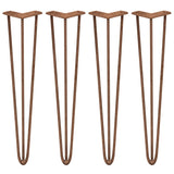 4 x 28" Hairpin Legs - 3 Prong - 12mm - Antique Copper