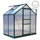 Greenhouse Polycarbonate 6ft x 4ft With Base (Green)