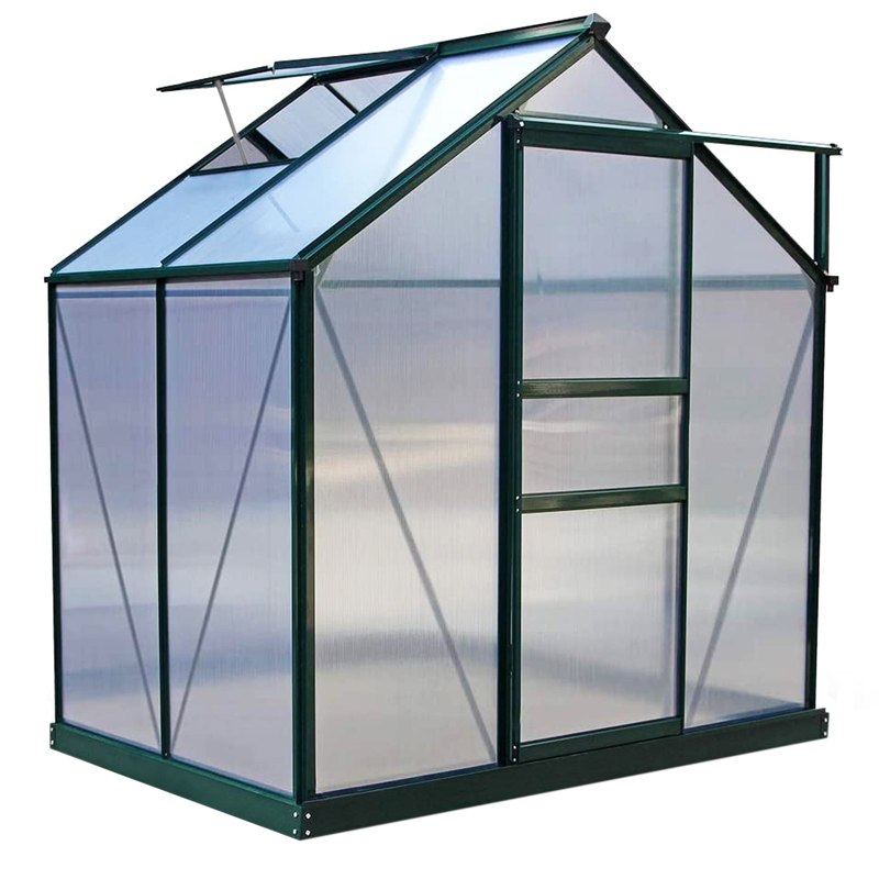 Greenhouse Polycarbonate 6ft x 4ft With Base (Green)