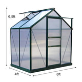 Greenhouse Polycarbonate 6ft x 4ft With Base (Green)