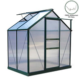 Greenhouse Polycarbonate 6ft x 4ft With Base (Green)