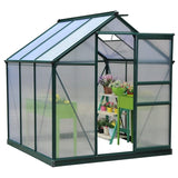 Greenhouse Polycarbonate 6ft x 6ft With Base (Green)