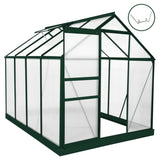 Greenhouse Polycarbonate 6ft x 8ft With Base (Green)