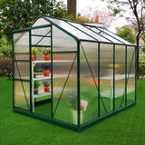 Greenhouse Polycarbonate 6ft x 8ft With Base (Green)