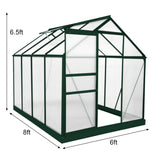 Greenhouse Polycarbonate 6ft x 8ft With Base (Green)