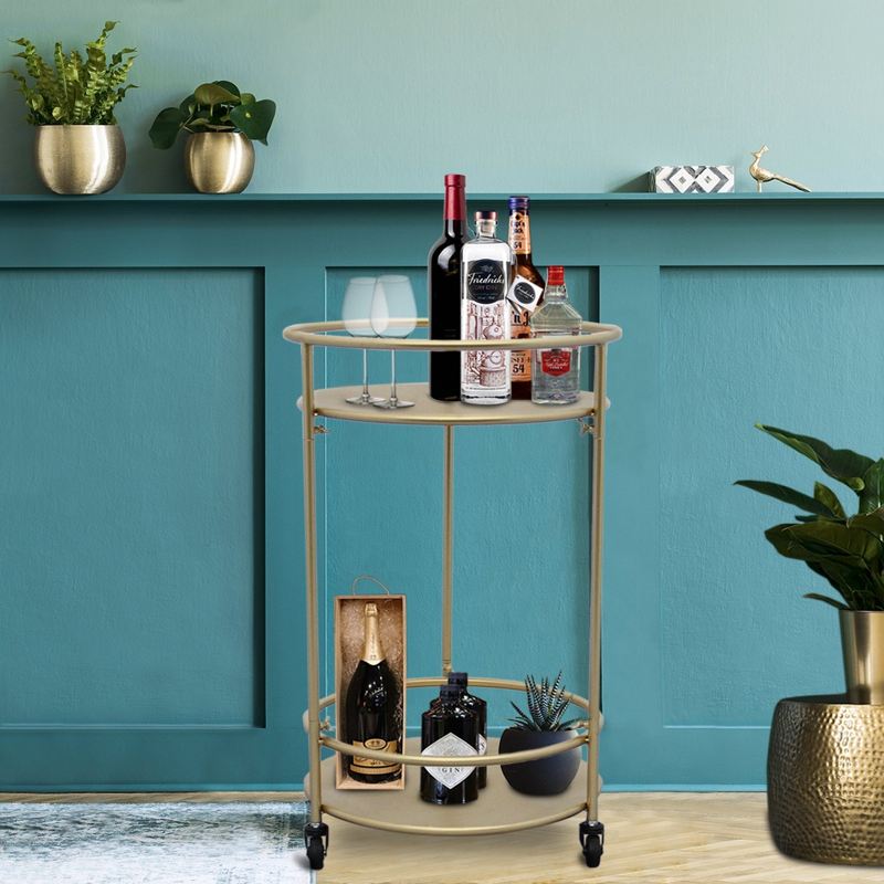 Gold Drinks Trolley Bar Cart - Small