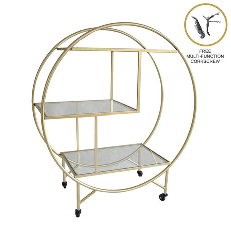 Gold Drinks Trolley Bar Cart - Large