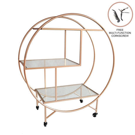 Rose Gold Drinks Trolley Bar Cart - Large