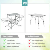 Folding Camping Table with Storage Lower Shelf & Hook & Carry Bag