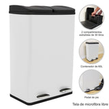 60L Dual Pedal Bin In White