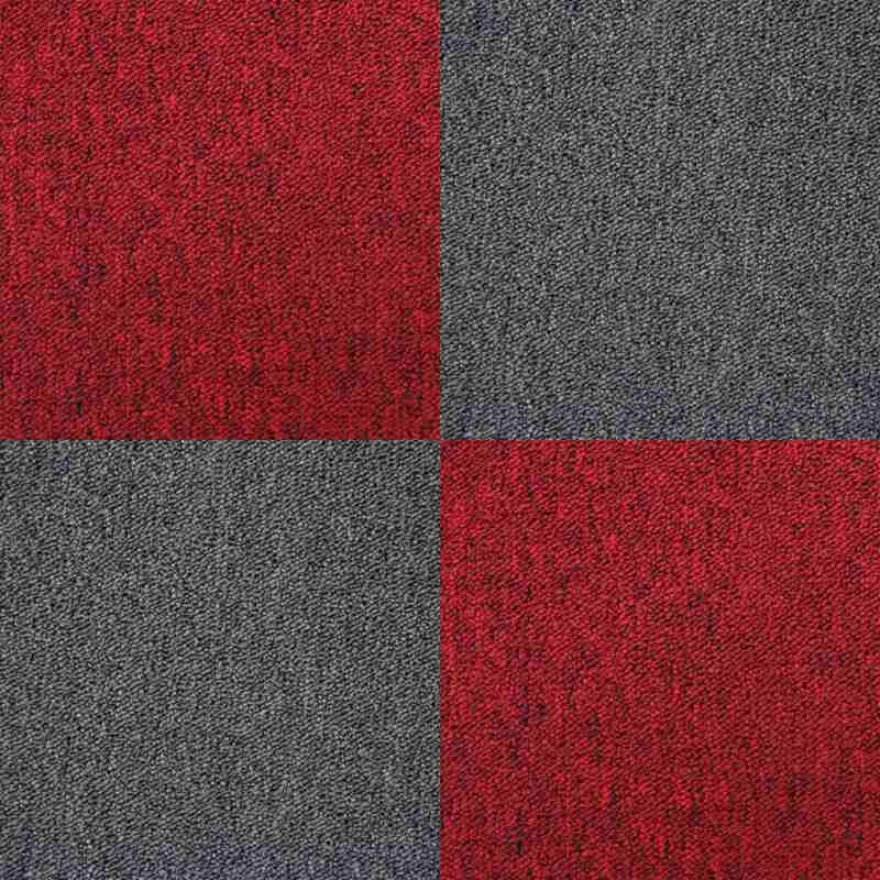 40 x Carpet Tiles 10m2 / Scarlet Red & Charcoal Black