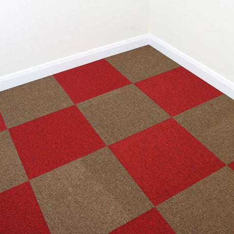 40 x Carpet Tiles 10m2 / Scarlet Red & Sand