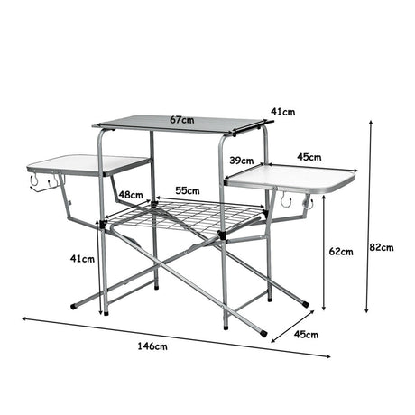 Folding Camping Table with Storage Lower Shelf & Hook & Carry Bag