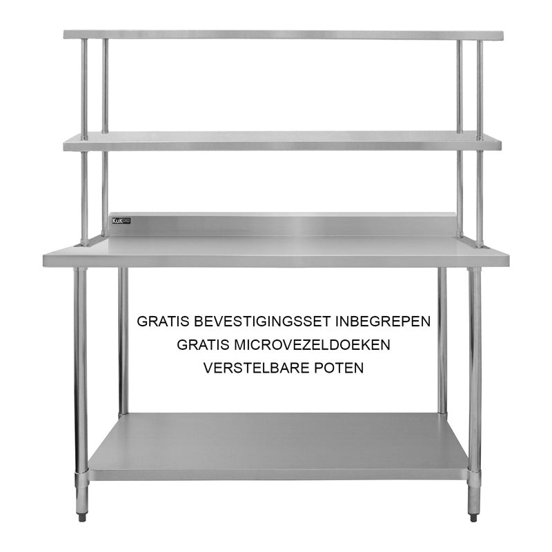 5ft Catering Bench With Double Over-Shelf