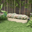 Outsunny Galvanised Raised Garden Bed, Metal Planter Box with Safety Edging, for Flowers, Herbs, Succulents, Cream White