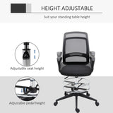 Vinsetto Ergonomic Mesh Back Draughtsman Chair, Tall Standing Desk Chair with Adjustable Height and Footrest 360 Swivel, Black