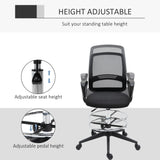 Vinsetto Drafting Chair, Ergonomic Tall Office Chair with Mesh Back, Lumbar Support, Adjustable Height and Foot Ring, Swivel Wheels, for Standing Desk, Black