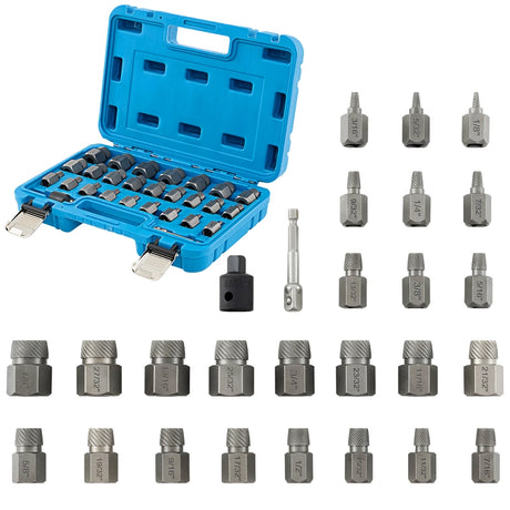 27-piece screw extractor set with box professional left-hand extractor set bolt extractor set blue