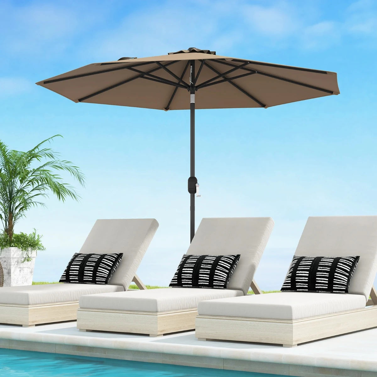 Garden parasol cantilever parasol with crank 2.7 m-brown