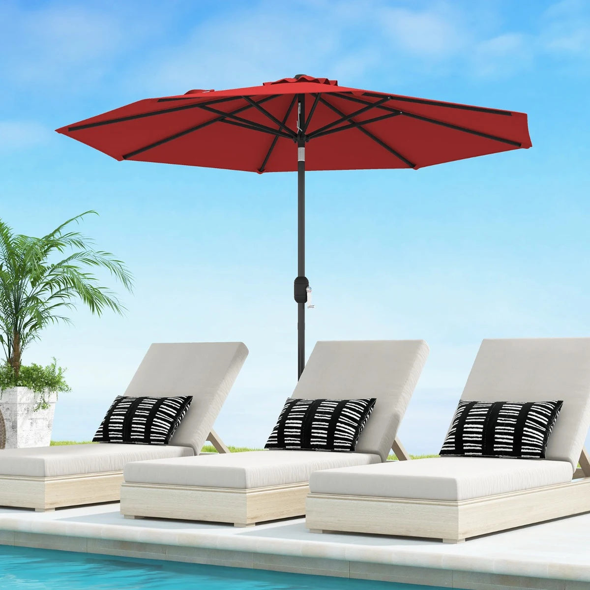 Garden parasol cantilever parasol with crank 2.7 m red