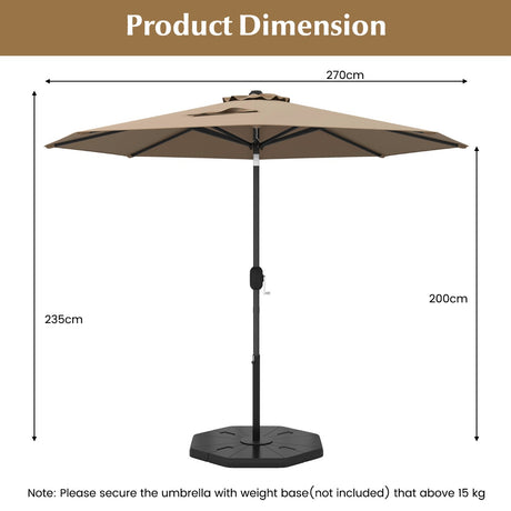 Garden parasol cantilever parasol with crank 2.7 m-brown