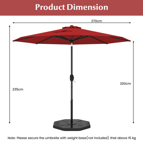 Garden parasol cantilever parasol with crank 2.7 m red