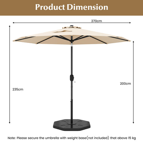 Garden parasol cantilever parasol with crank 2.7 m beige