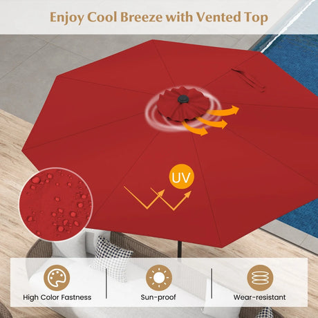 Garden parasol cantilever parasol with crank 2.7 m red