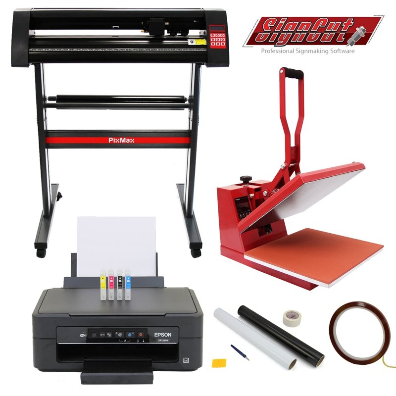 38cm Clam Press, 720mm Vinyl Cutter, Epson Printer & Weeding Kit