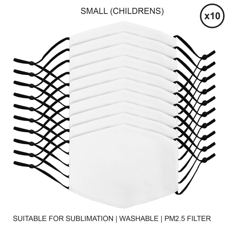 Small Face Masks Sublimation Blanks / 10 Pack