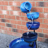 Blue 4 Tier Spilling Bowls Water Feature