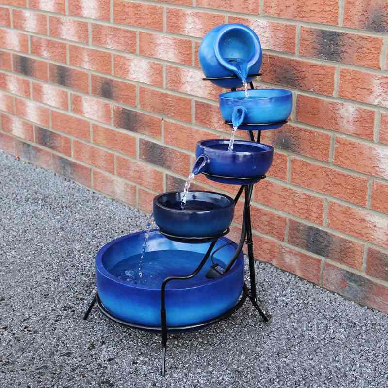 Blue 4 Tier Spilling Bowls Water Feature