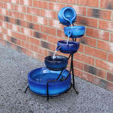 Blue 4 Tier Spilling Bowls Water Feature