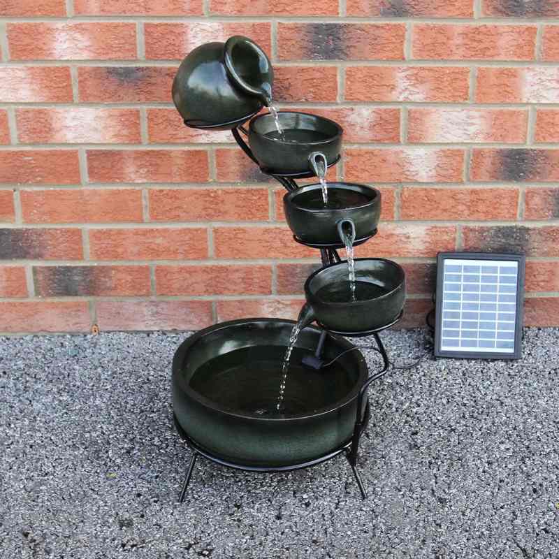 Green 4 Tier Spilling Bowls Water Feature