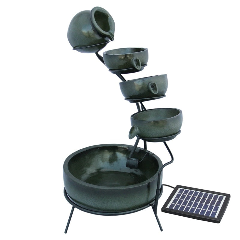 Green 4 Tier Spilling Bowls Water Feature