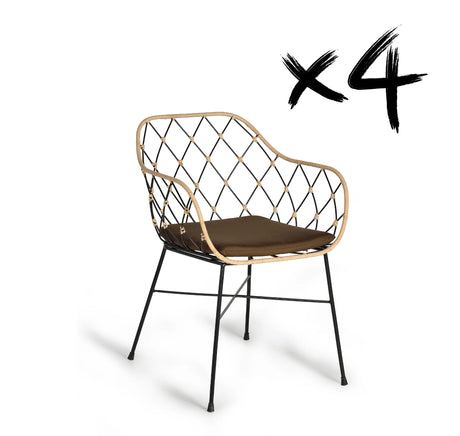 Giner and Colomer  Set Of 2 Rattan And Metal Chairs With Cushions