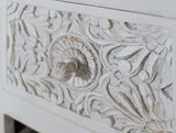 Giner and Colomer – Two-Drawer Bedside Table In Mango Wood With Hand-Carved Accents