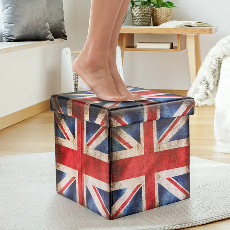 Folding Storage Ottoman Waterproof Padded Stool