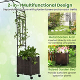 6.6 Feet Arch Arbor Trellis with 2 Planter Boxes & Detachable PE-Coated Metal Tubes-Black