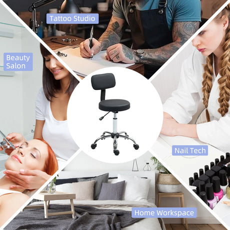 HOMCOM 360 Swivel Seat Salon Stool - Black