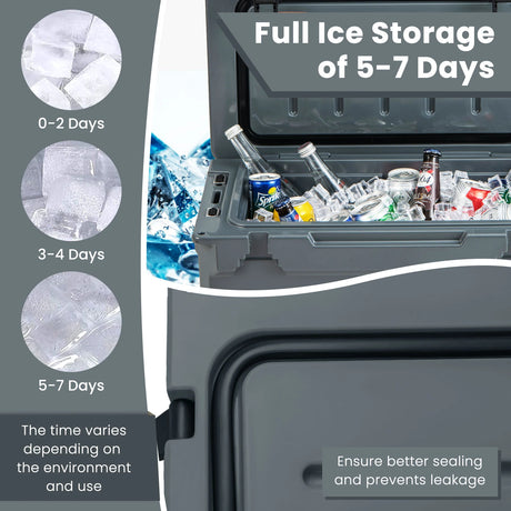 28L Rotomolded Cooler Insulated Portable Ice Chest-Dark Grey