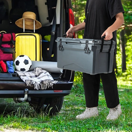 28L Rotomolded Cooler Insulated Portable Ice Chest-Dark Grey