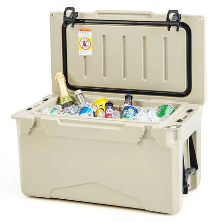 28L Rotomolded Cooler Insulated Portable Ice Chest-Tan