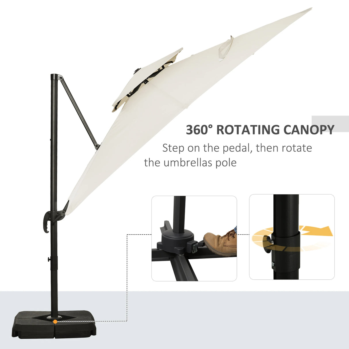 Outsunny Steel Frame Outdoor Roma Cantilever Umbrella