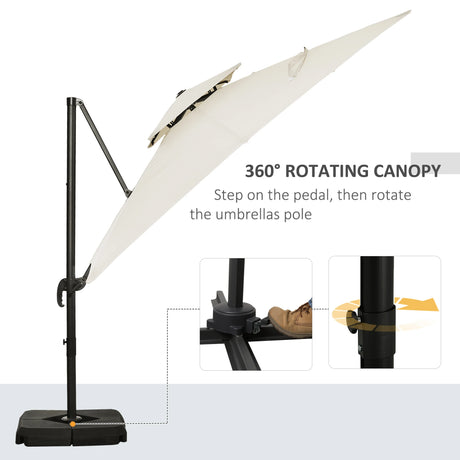 Outsunny Steel Frame Outdoor Roma Cantilever Umbrella